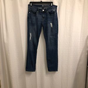 Gap 1969 skinny roll up distressed jeans